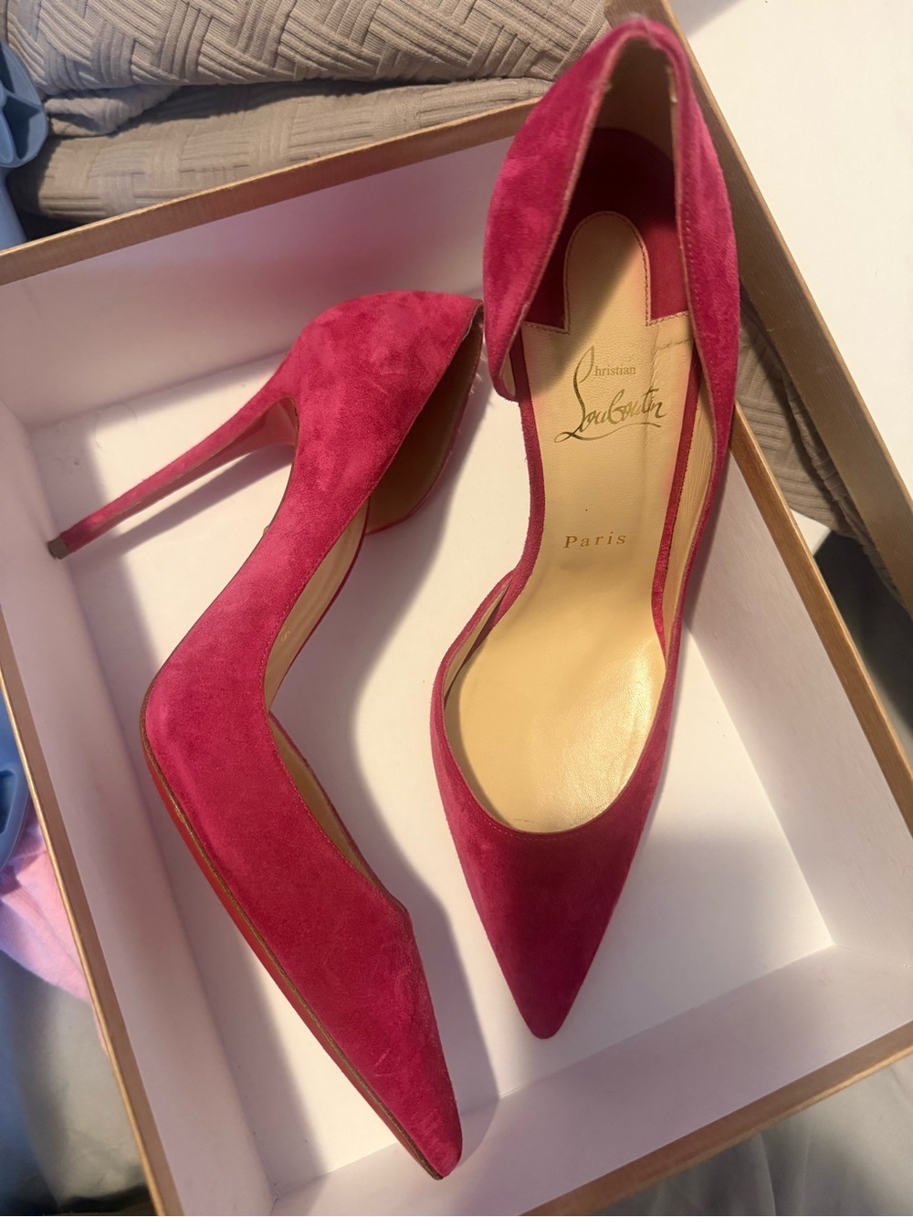 Christian Louboutin Magenta Suede Pointed-Toe Stiletto Pumps